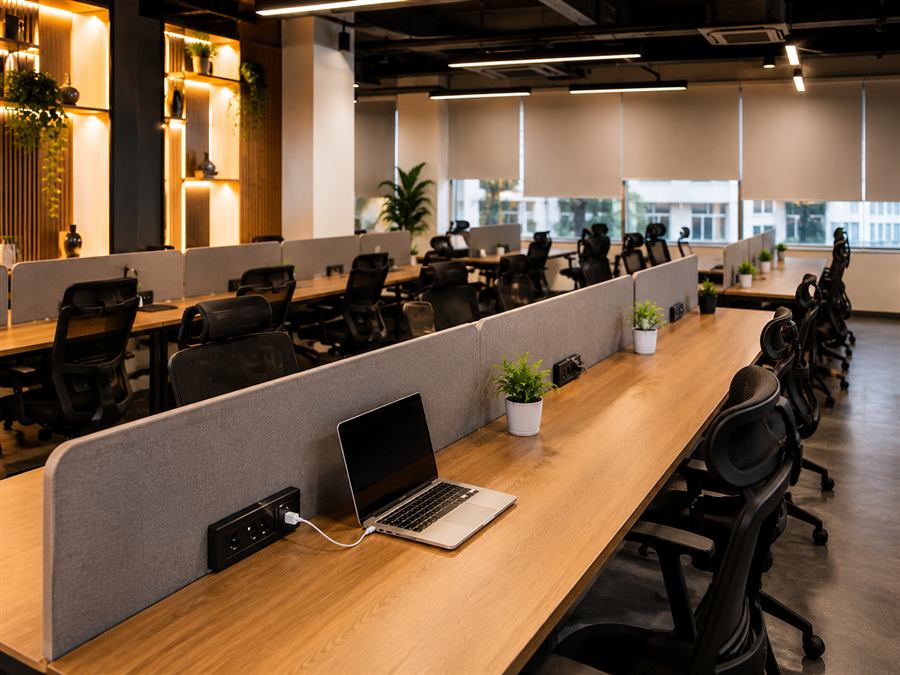 Focused desk rows at SyncZone