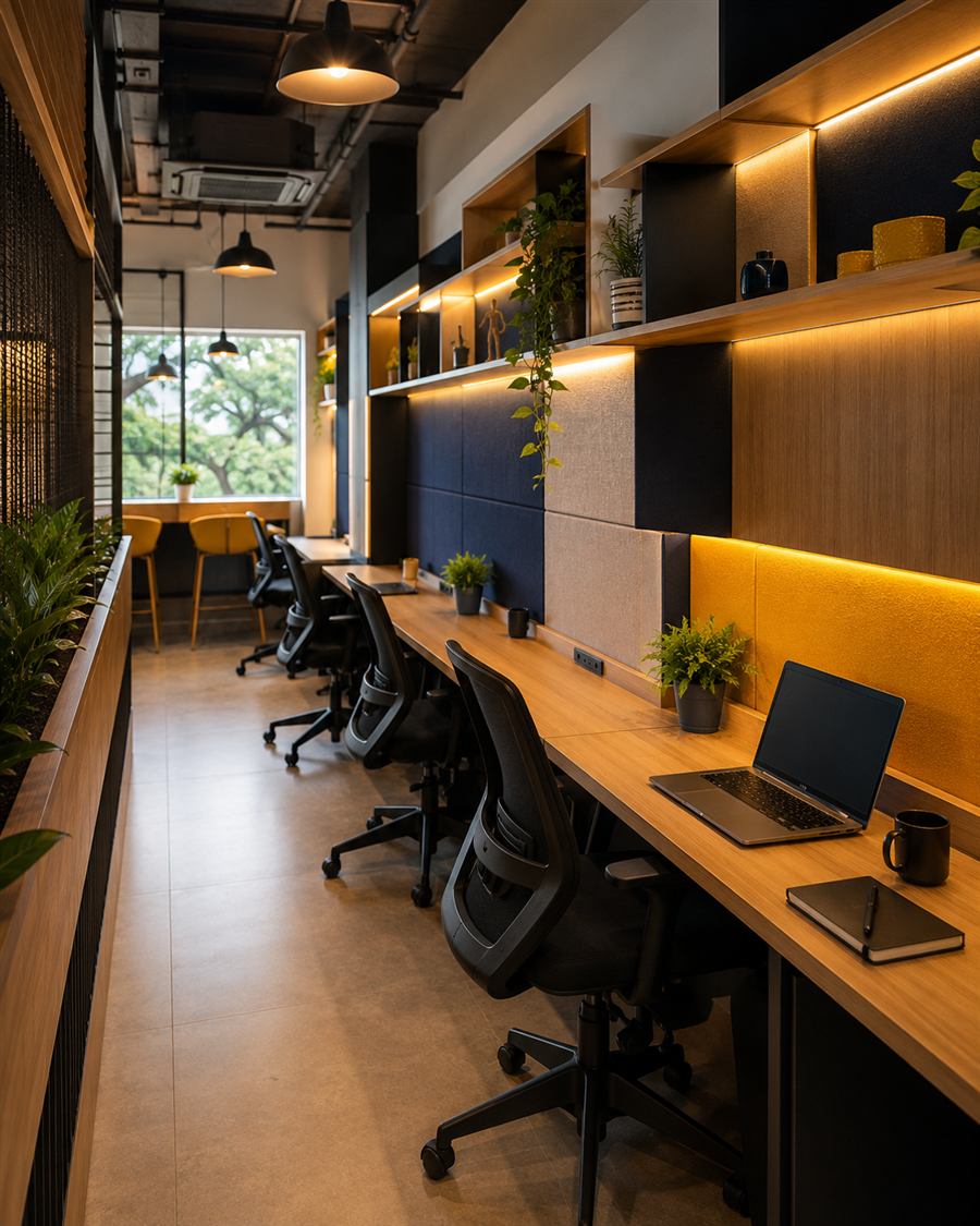 SyncZone coworking interior with focused seating